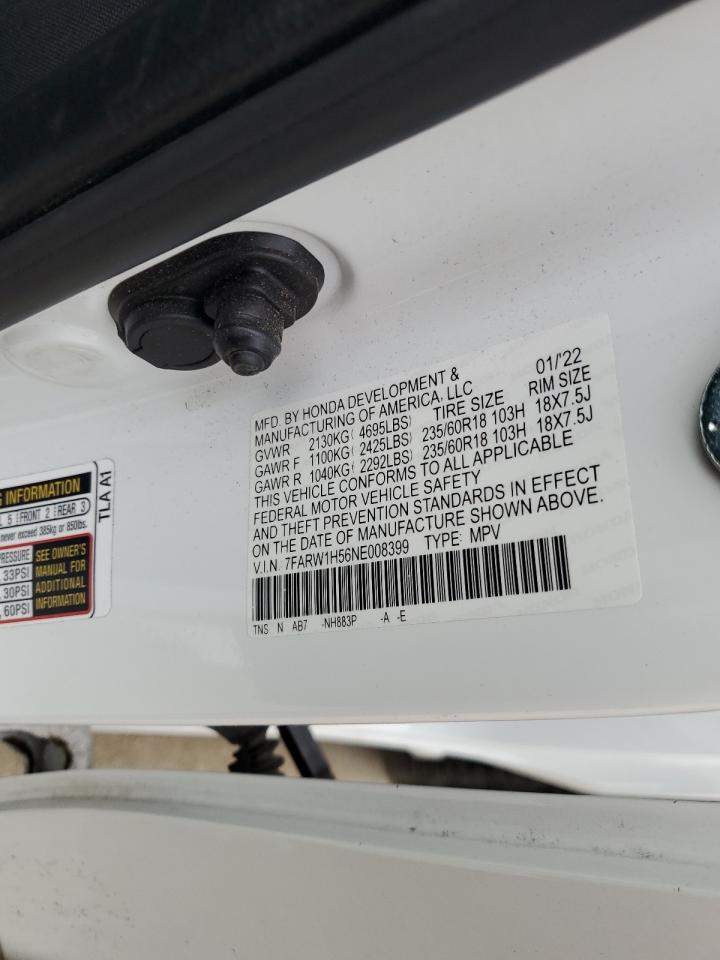 2022 HONDA CR-V EX VIN:7FARW1H56NE008399