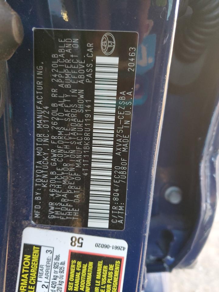 2024 TOYOTA CAMRY SE NIGHT SHADE VIN:4T1T11BK8RU119141