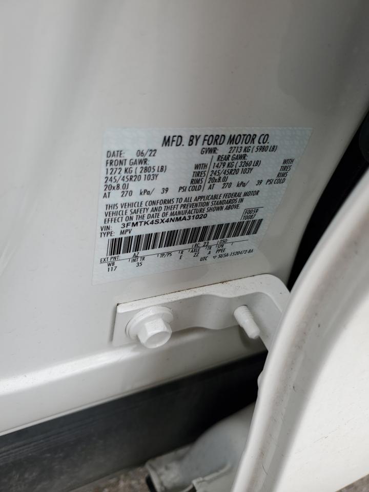 2022 FORD MUSTANG MACH-E GT VIN:3FMTK4SX4NMA31020
