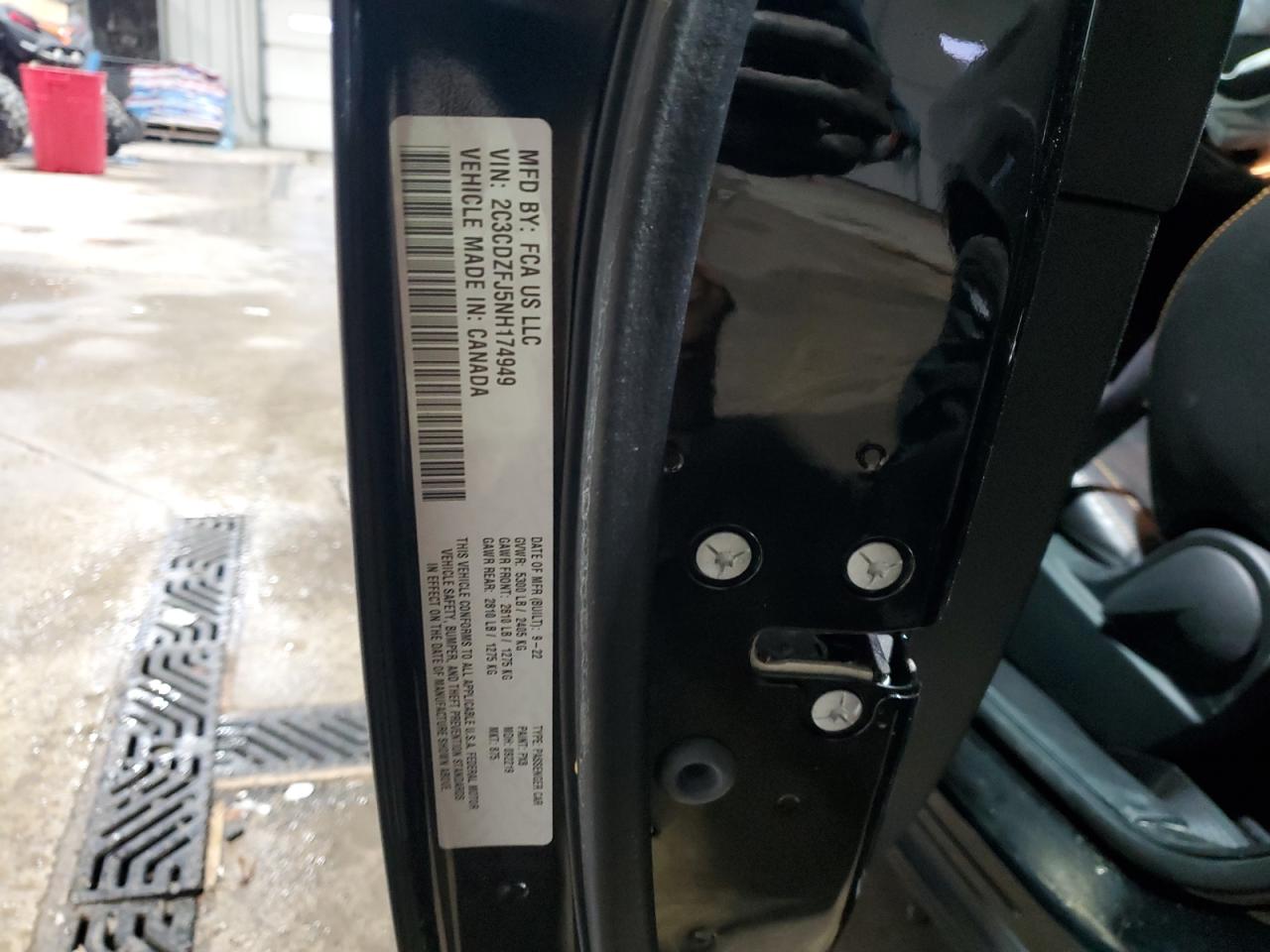 2022 DODGE CHALLENGER R/T SCAT PACK VIN:2C3CDZFJ5NH174949