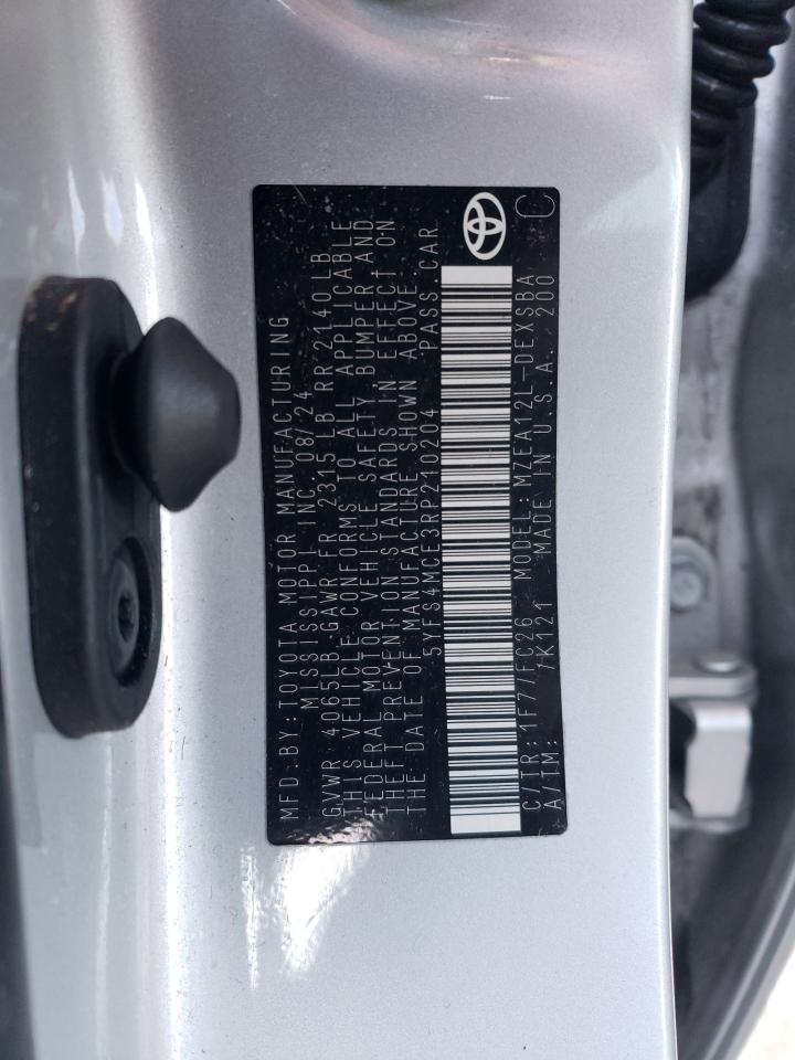 2024 TOYOTA COROLLA SE VIN:5YFS4MCE3RP210204