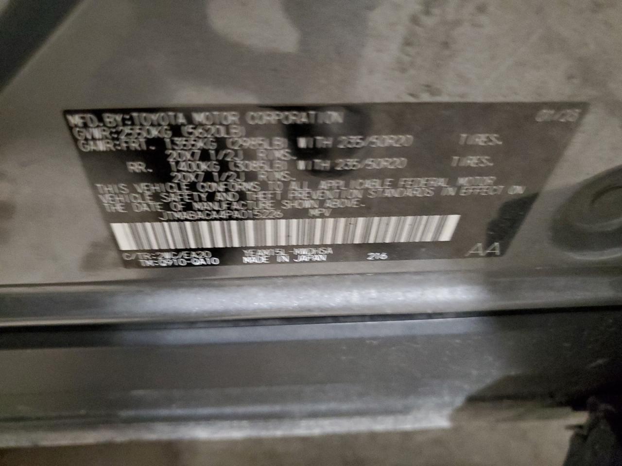 2023 TOYOTA BZ4X XLE VIN:JTMABACA4PA015226
