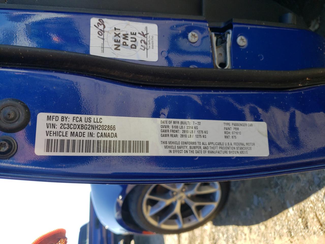 2022 DODGE CHARGER SXT VIN:2C3CDXBG2NH202866