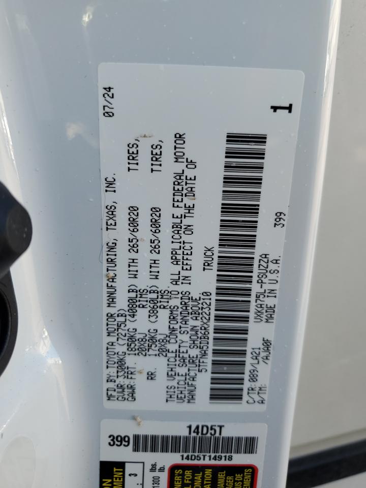 2024 TOYOTA TUNDRA CREWMAX PLATINUM VIN:5TFNA5DB6RX223210