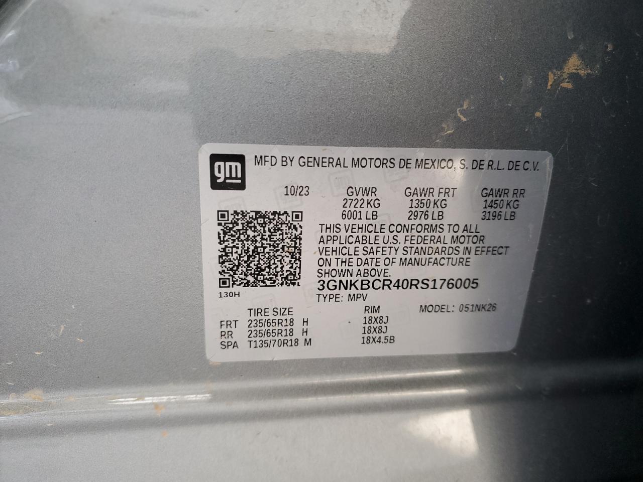 2024 CHEVROLET BLAZER 2LT VIN:3GNKBCR40RS176005