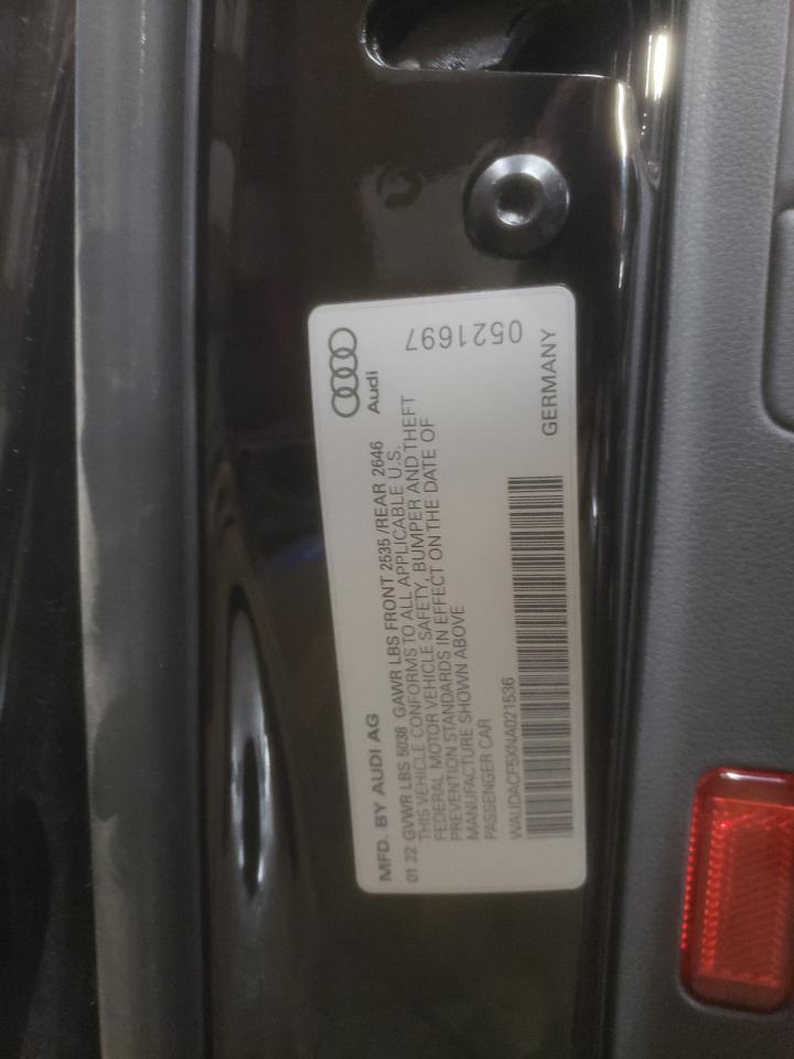 2022 AUDI A5 PREMIUM 45 VIN:WAUDACF5XNA021536