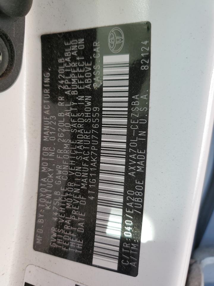 2023 TOYOTA CAMRY SE NIGHT SHADE VIN:4T1G11AK7PU776559