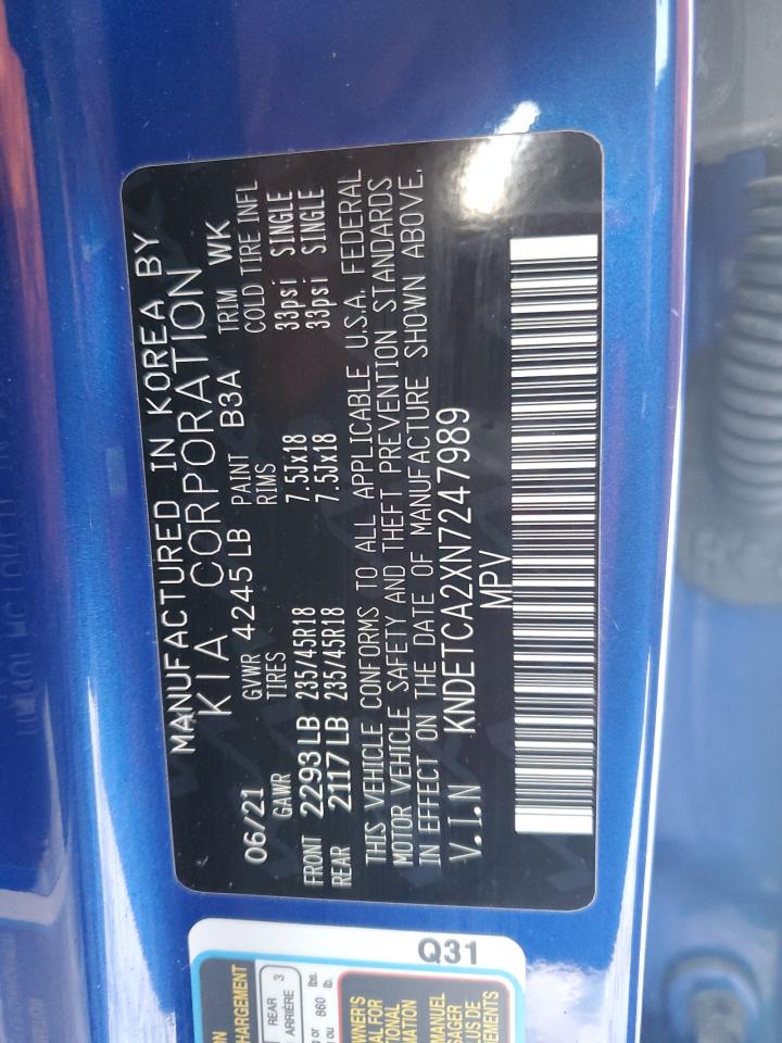 2022 KIA SELTOS SX VIN:KNDETCA2XN7247989
