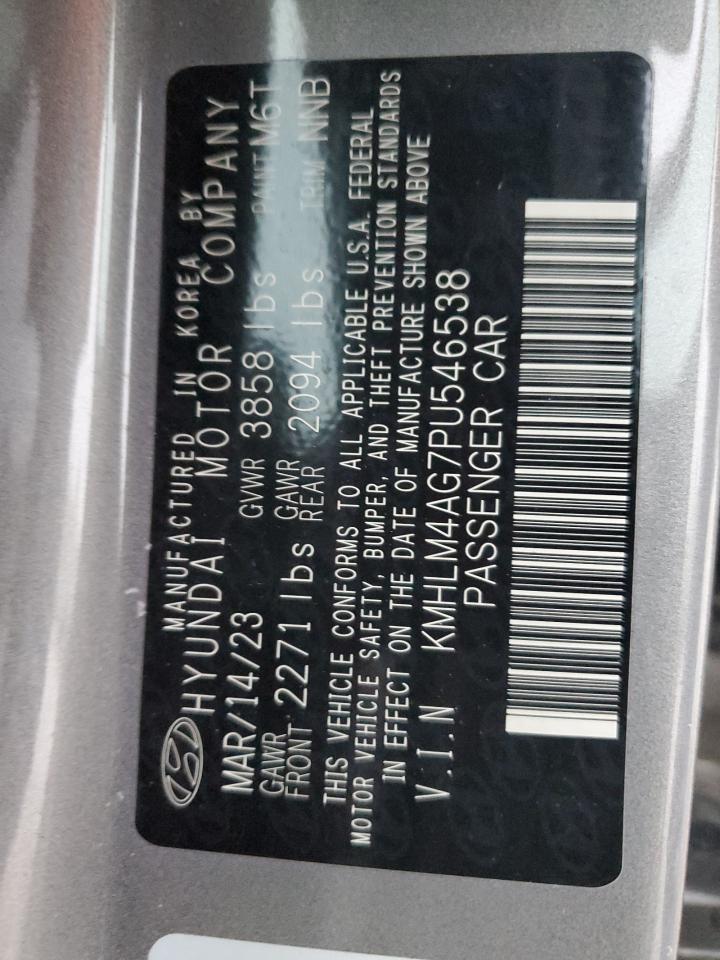 2023 HYUNDAI ELANTRA SEL VIN:KMHLM4AG7PU546538