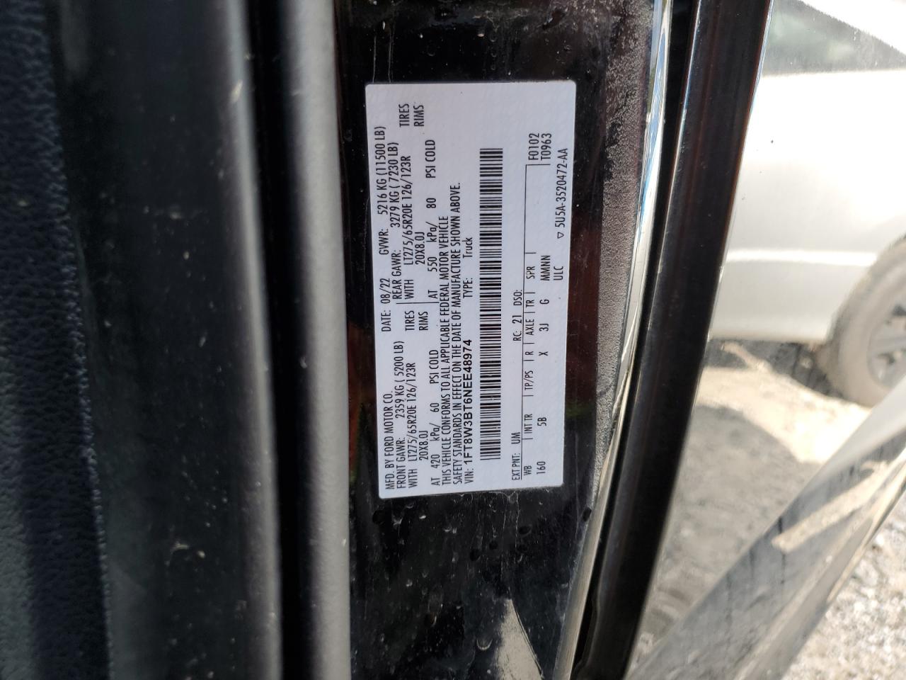 2022 FORD F350 SUPER DUTY VIN:1FT8W3BT6NEE48974