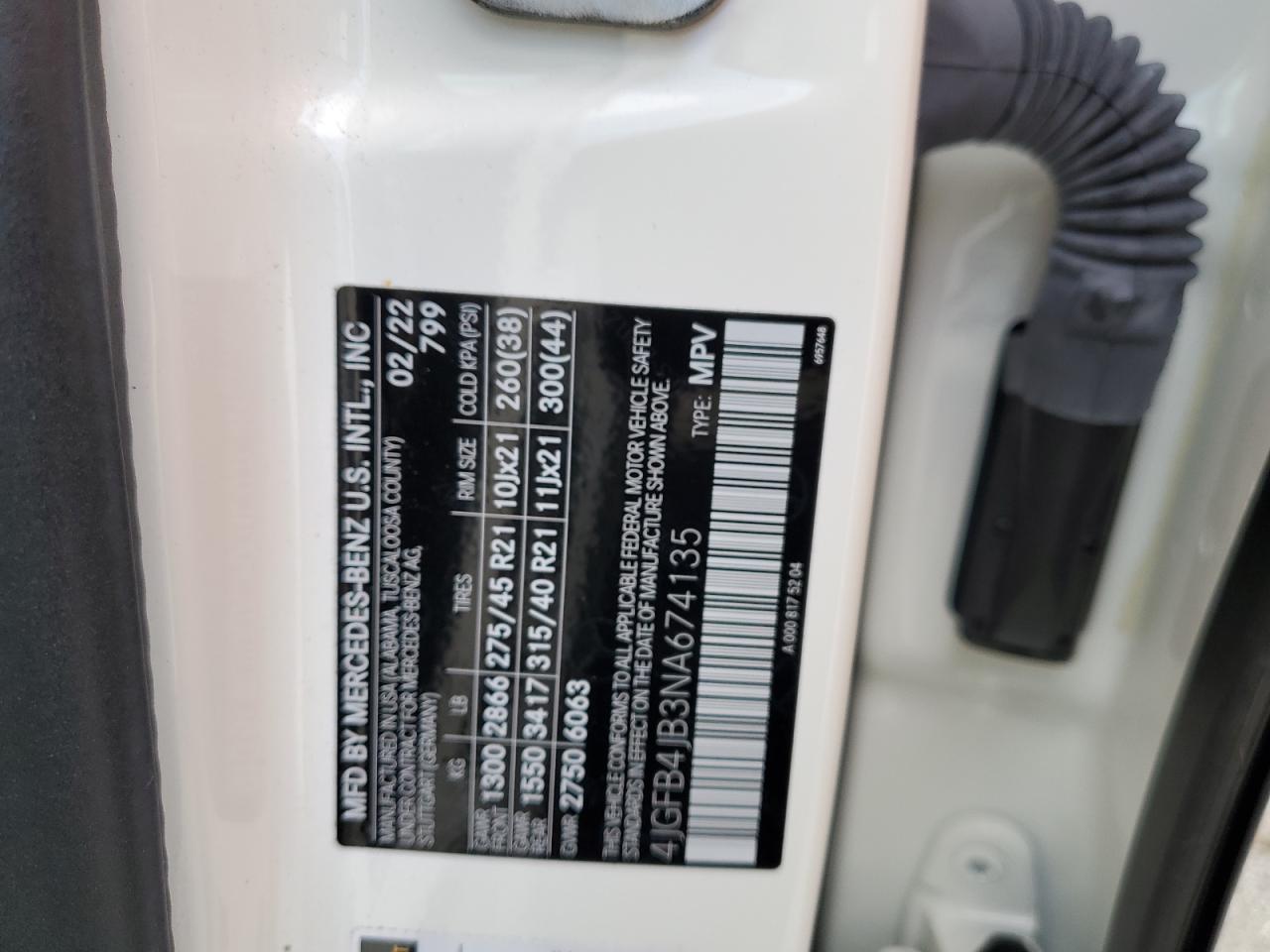 2022 MERCEDES-BENZ GLE 350 VIN:4JGFB4JB3NA674135