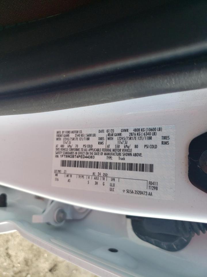 2023 FORD F250 SUPER DUTY VIN:1FT8W2BT4PED44383