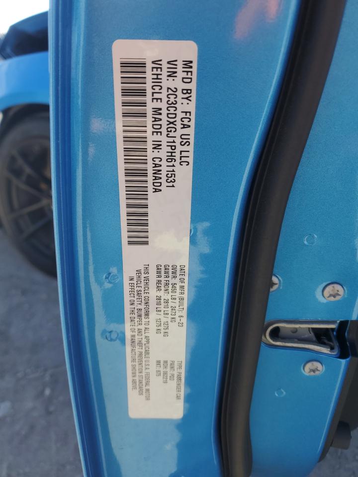 2023 DODGE CHARGER SCAT PACK VIN:2C3CDXGJ1PH611531