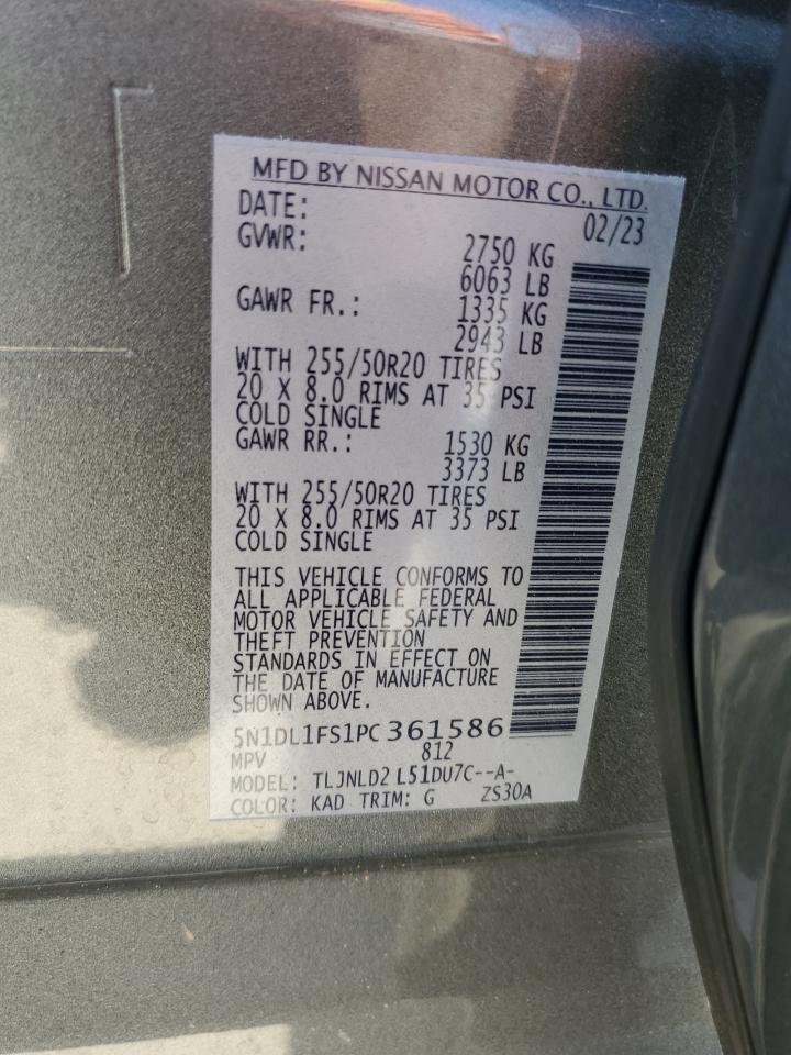 2023 INFINITI QX60 LUXE VIN:5N1DL1FS1PC361586