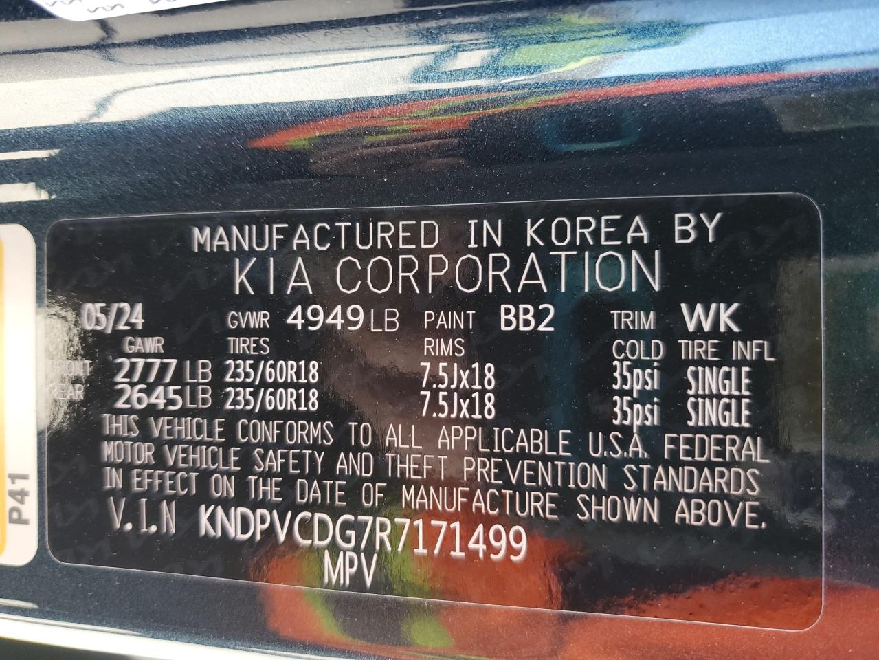 2024 KIA SPORTAGE EX VIN:KNDPVCDG7R7171499