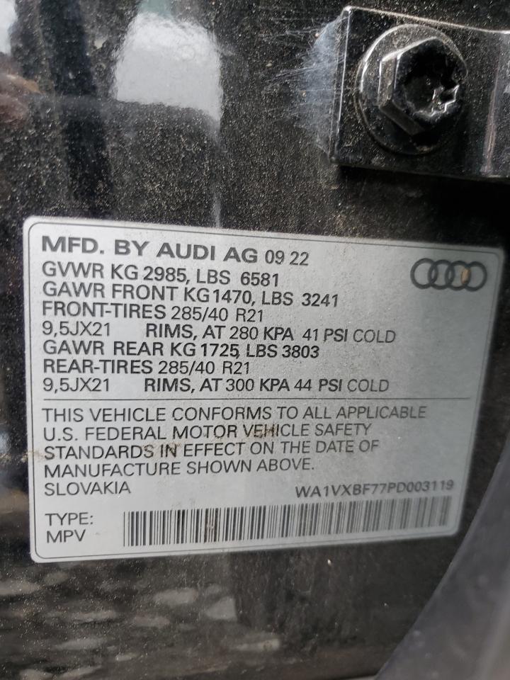 2023 AUDI Q7 PRESTIGE VIN:WA1VXBF77PD003119