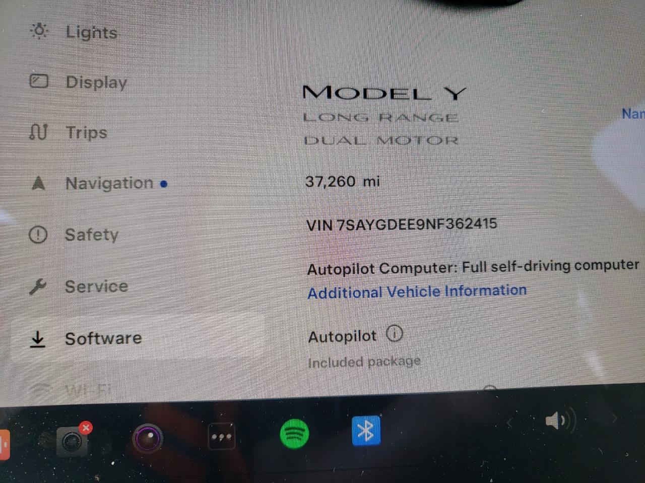 2022 TESLA MODEL Y  VIN:7SAYGDEE9NF362415