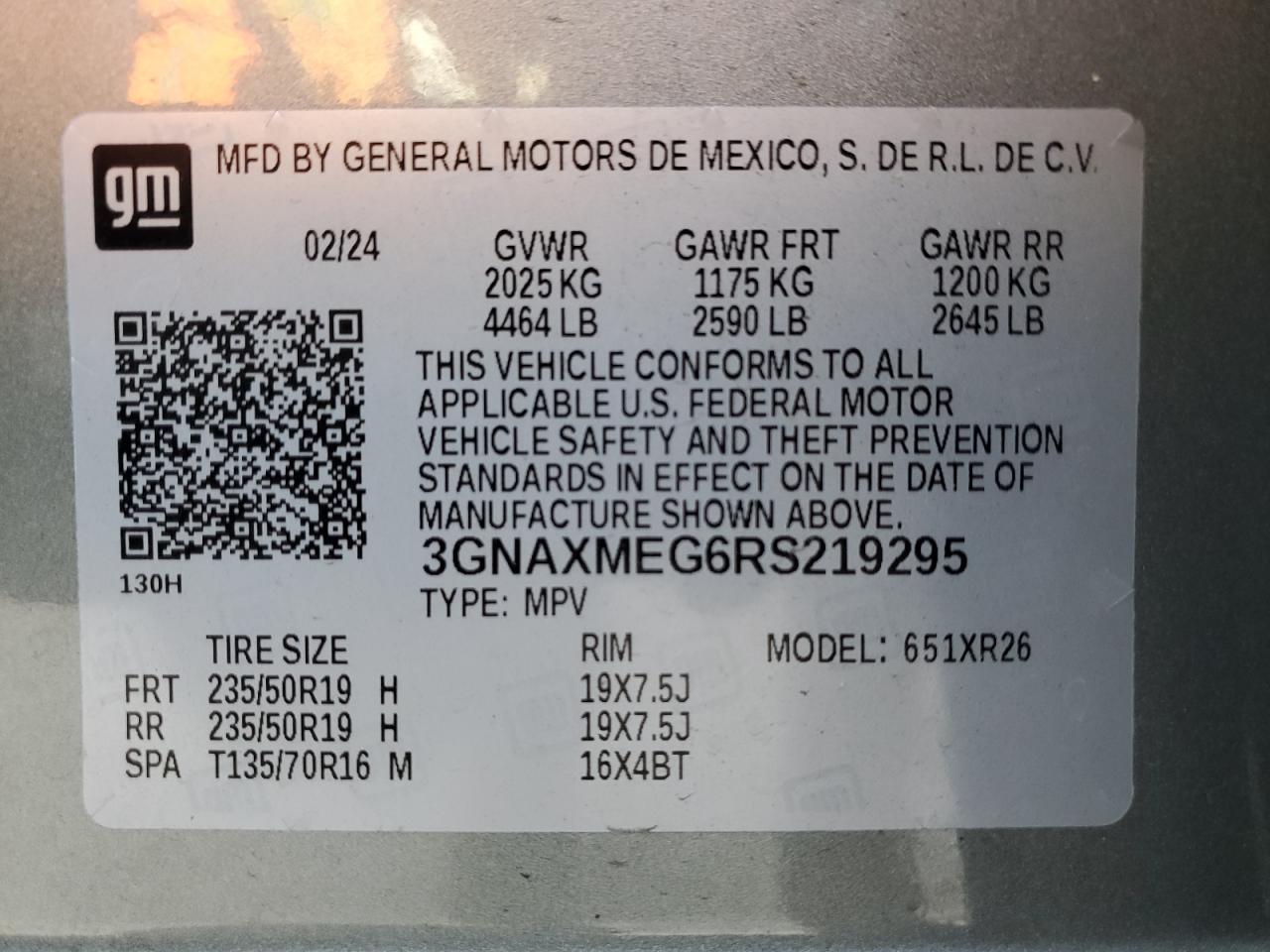 2024 CHEVROLET EQUINOX RS VIN:3GNAXMEG6RS219295