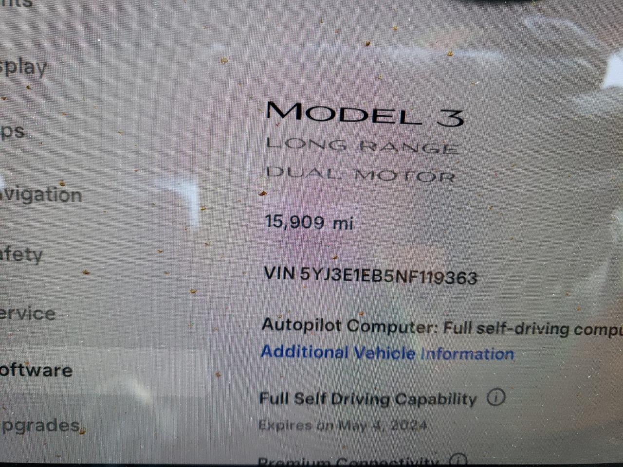 2022 TESLA MODEL 3  VIN:5YJ3E1EB5NF119363