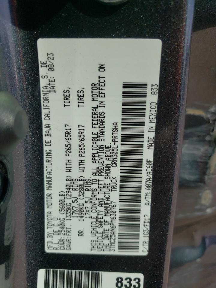 2023 TOYOTA TACOMA DOUBLE CAB VIN:3TMCZ5AN6PM630767
