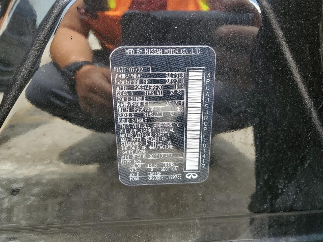 2023 INFINITI QX55 LUXE VIN:3PCAJ5JR0PF101417