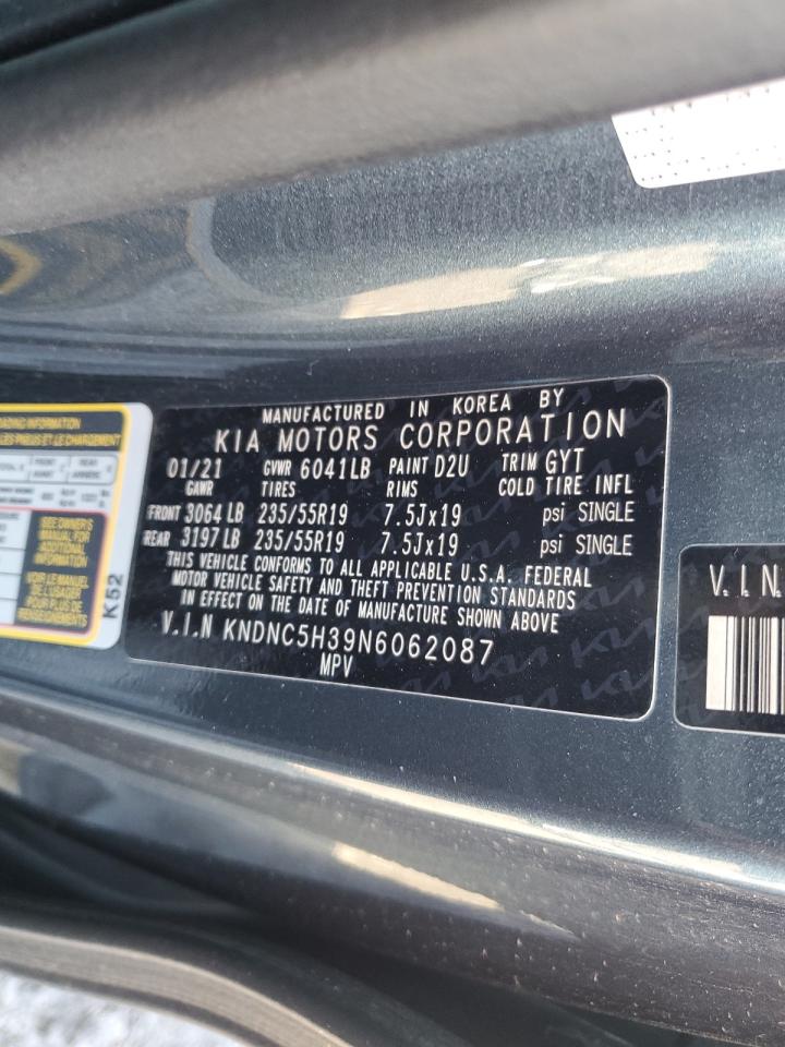 2022 KIA CARNIVAL EX VIN:KNDNC5H39N6062087