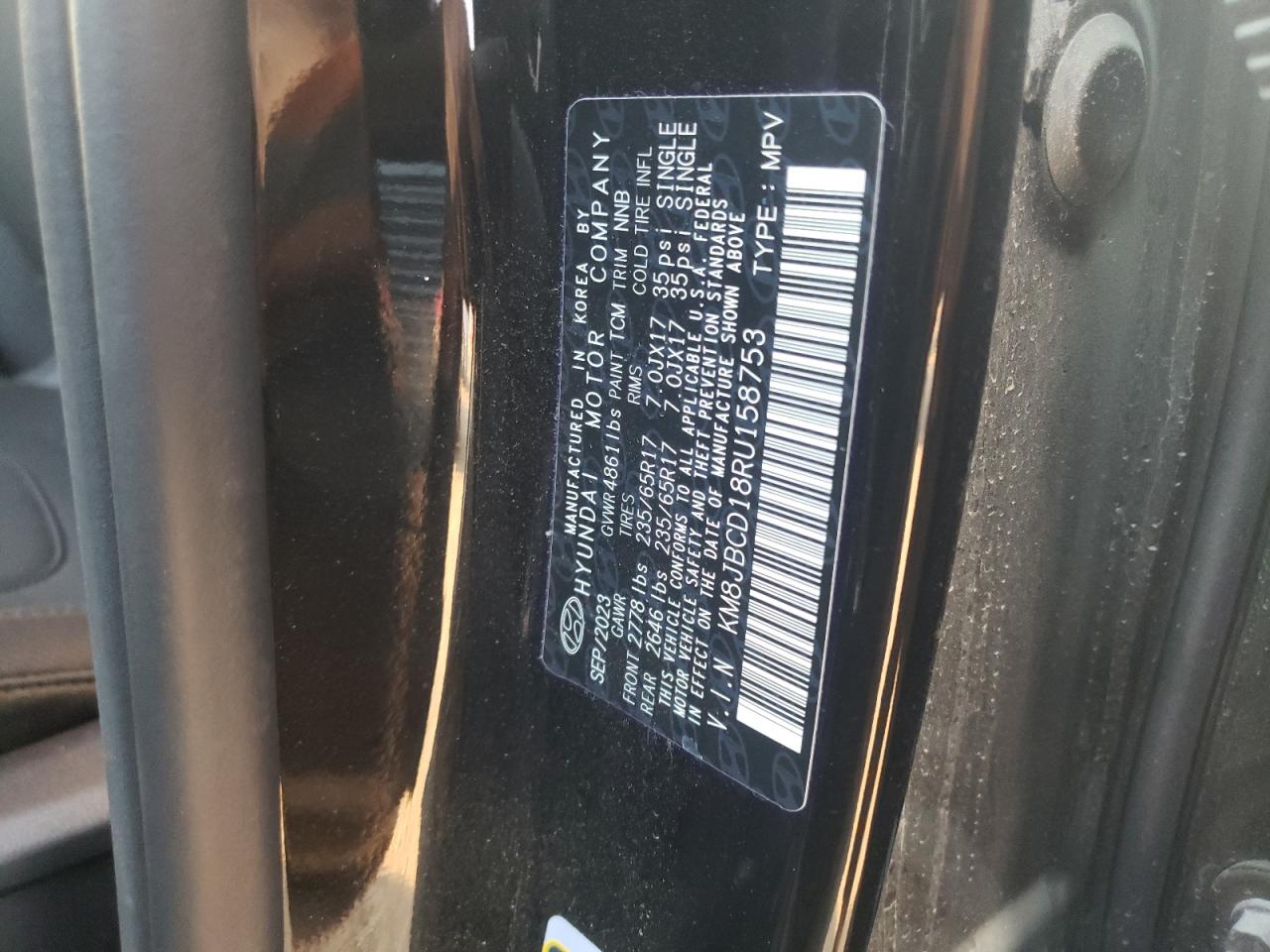 2024 HYUNDAI TUCSON BLUE VIN:KM8JBCD18RU158753