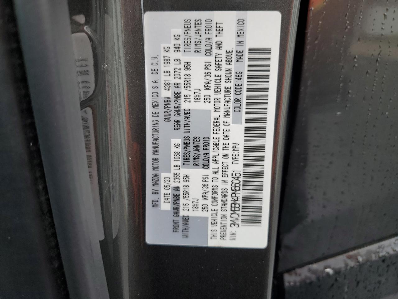 2023 MAZDA CX-30 SELECT VIN:3MVDMBBM4PM560451