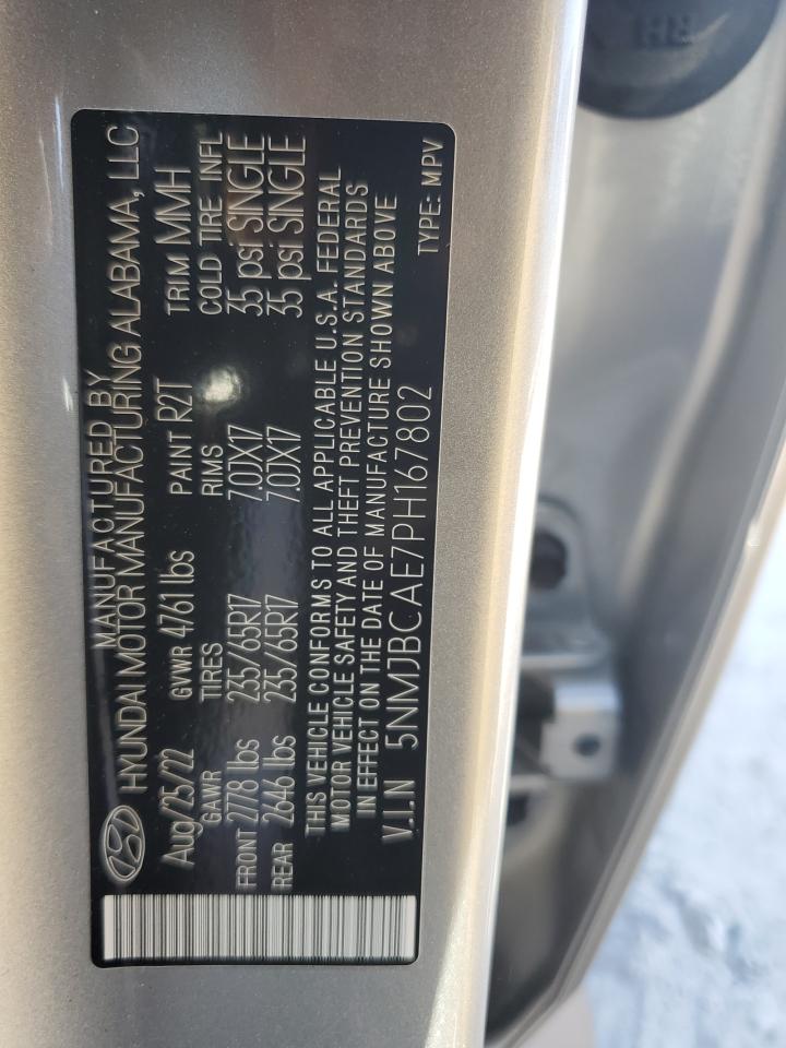 2023 HYUNDAI TUCSON SEL VIN:5NMJBCAE7PH167802