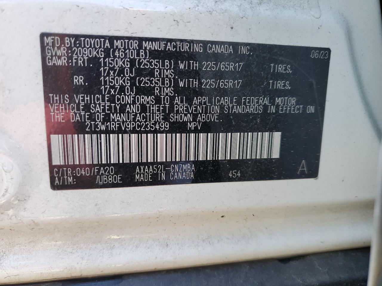 2023 TOYOTA RAV4 XLE VIN:2T3W1RFV9PC235499