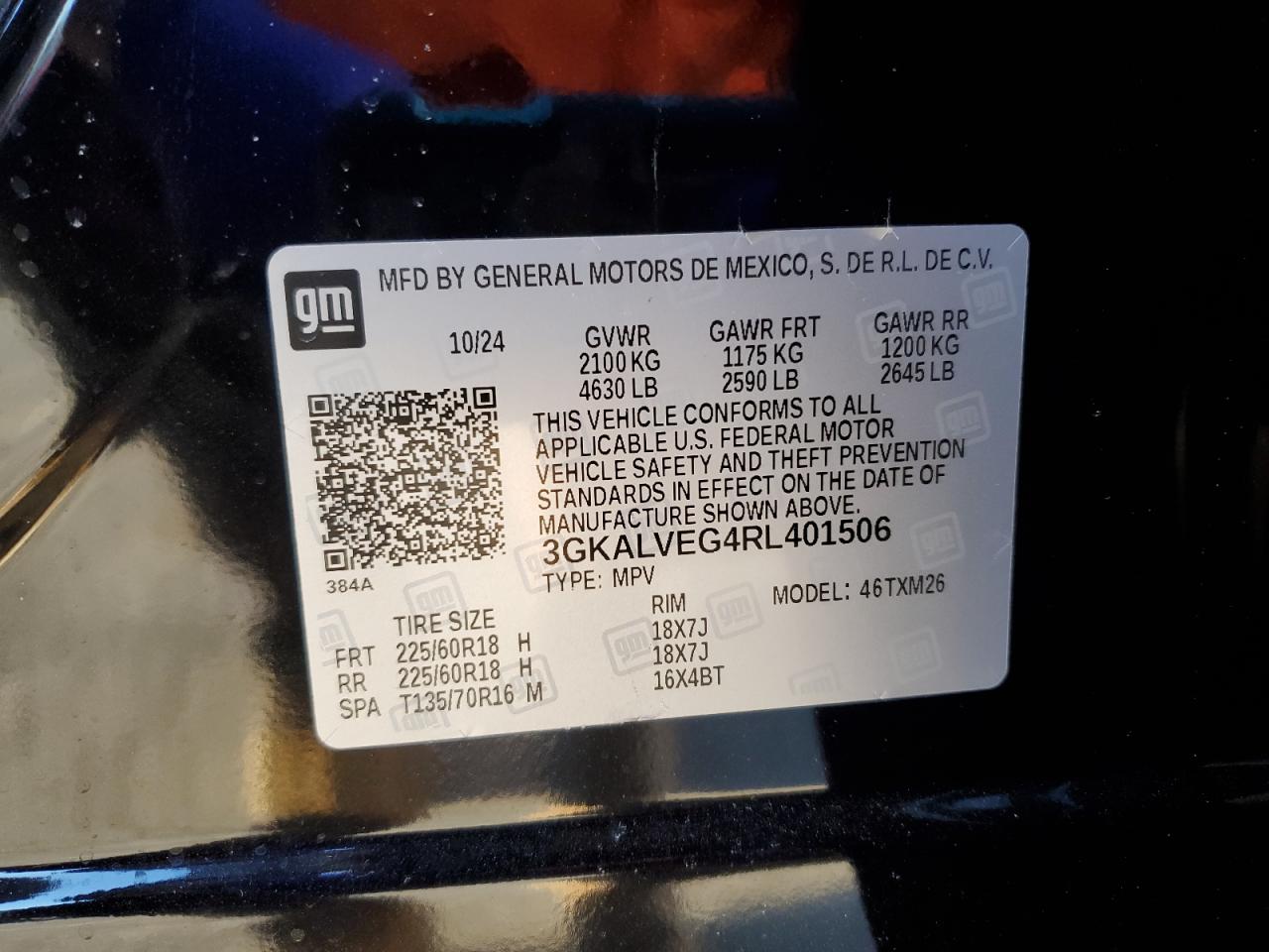 2024 GMC TERRAIN SLT VIN:3GKALVEG4RL401506