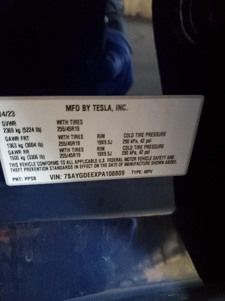 2023 TESLA MODEL Y  VIN:7SAYGDEEXPA108809