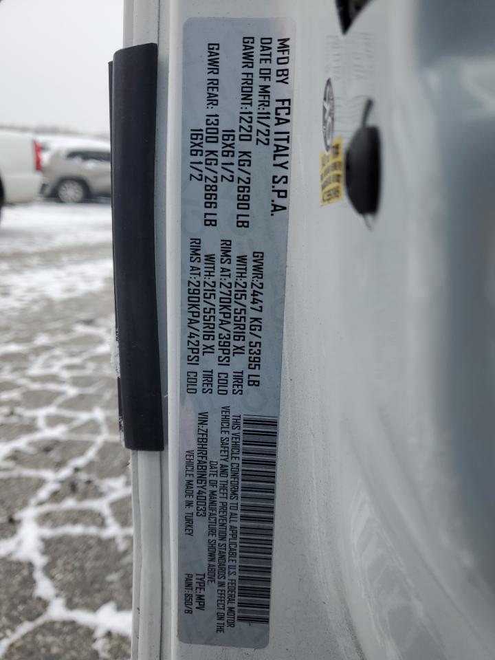 2022 RAM PROMASTER CITY TRADESMAN VIN:ZFBHRFAB1N6Y40033