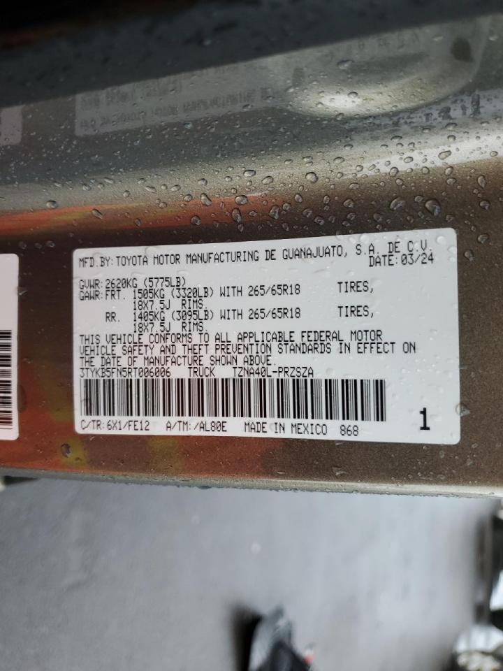 2024 TOYOTA TACOMA DOUBLE CAB VIN:3TYKB5FN5RT006006
