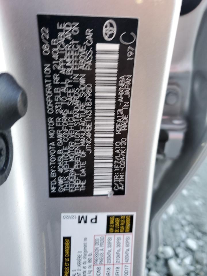 2022 TOYOTA COROLLA XSE VIN:JTNC4MBE1N3187980