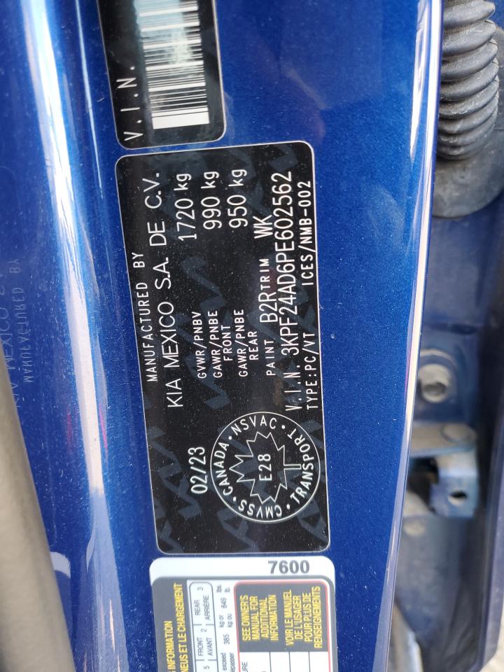 2023 KIA FORTE LX VIN:3KPF24AD6PE602562