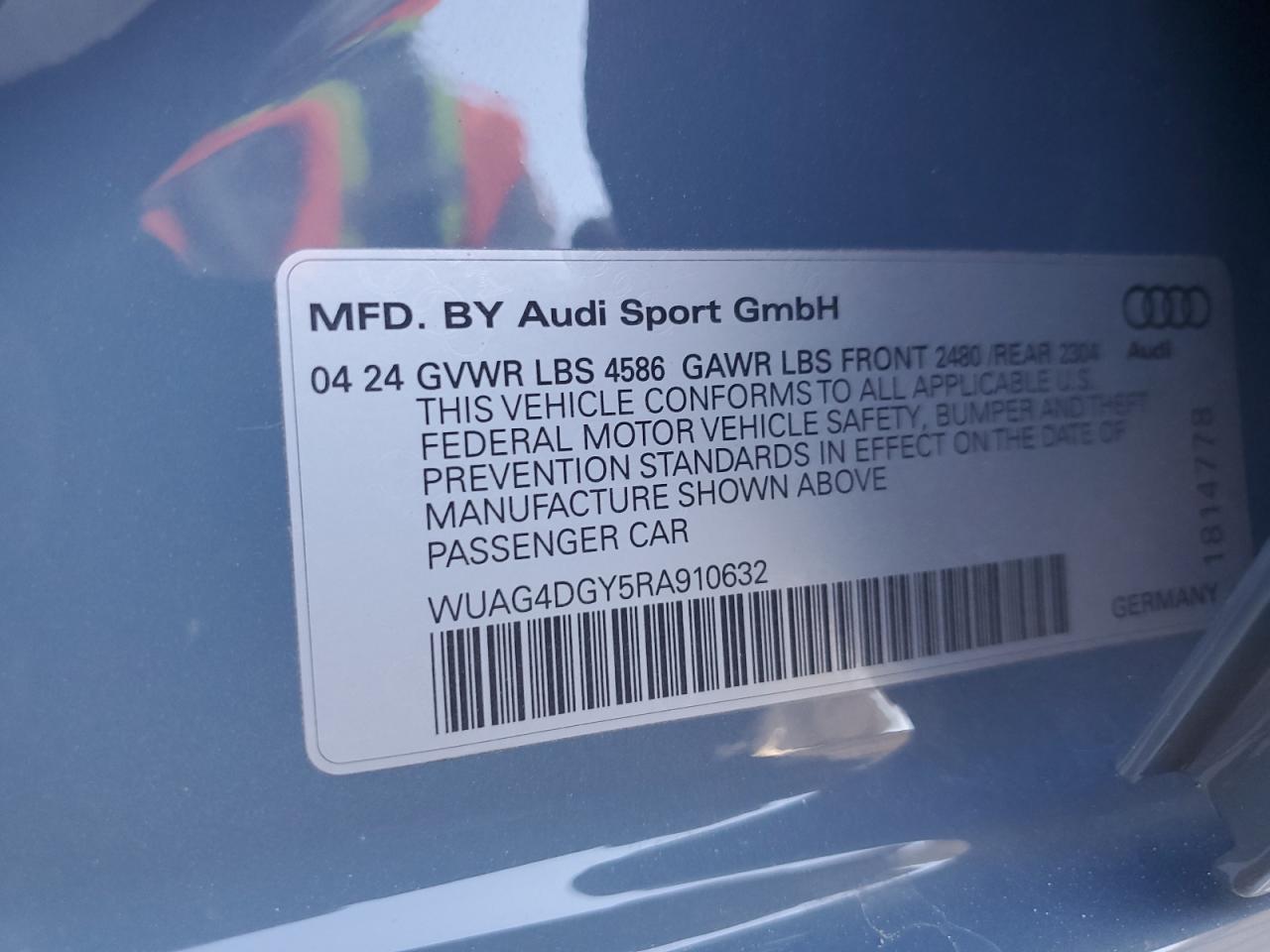 2024 AUDI RS3  VIN:WUAG4DGY5RA910632