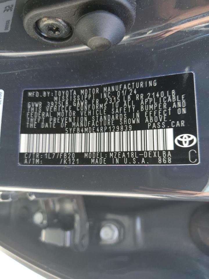 2024 TOYOTA COROLLA LE VIN:5YFB4MDE4RP129839