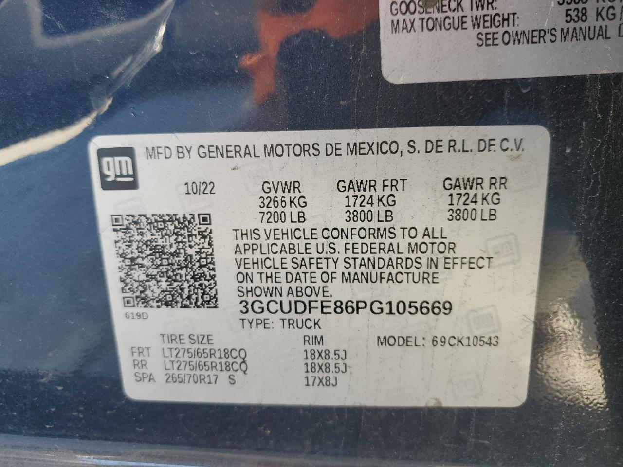 2023 CHEVROLET SILVERADO K1500 LT TRAIL BOSS VIN:3GCUDFE86PG105669