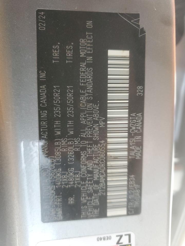 2024 LEXUS RX 350 BASE VIN:2T2BAMCA0RC060554