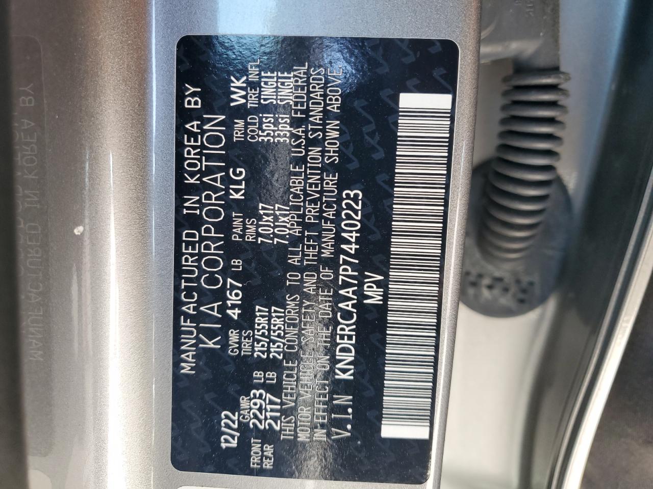 2023 KIA SELTOS EX VIN:KNDERCAA7P7440223