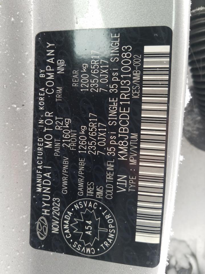 2024 HYUNDAI TUCSON SEL VIN:KM8JBCDE1RU310083