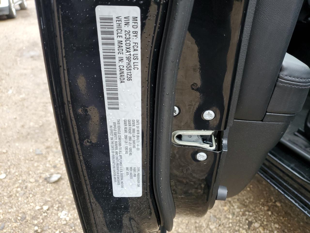 2023 DODGE CHARGER POLICE VIN:2C3CDXAT9PH581236