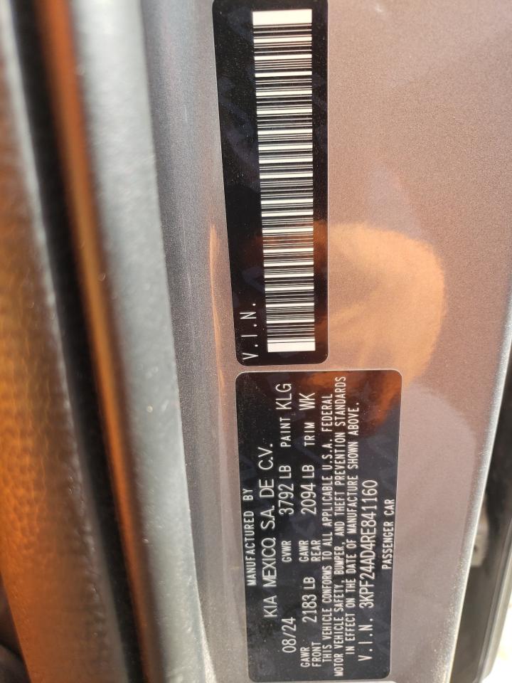 2024 KIA FORTE LX VIN:3KPF24AD4RE841160