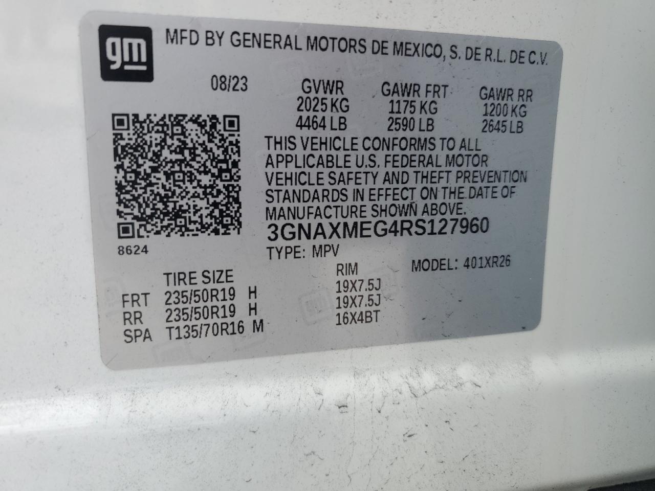 2024 CHEVROLET EQUINOX RS VIN:3GNAXMEG4RS127960