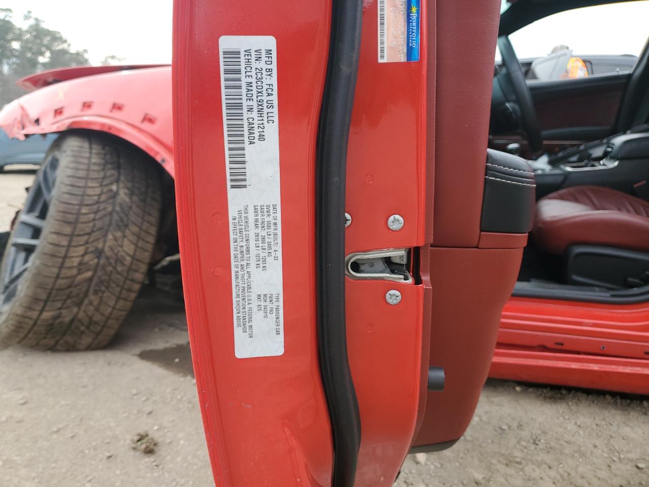 2022 DODGE CHARGER SRT HELLCAT VIN:2C3CDXL9XNH112140