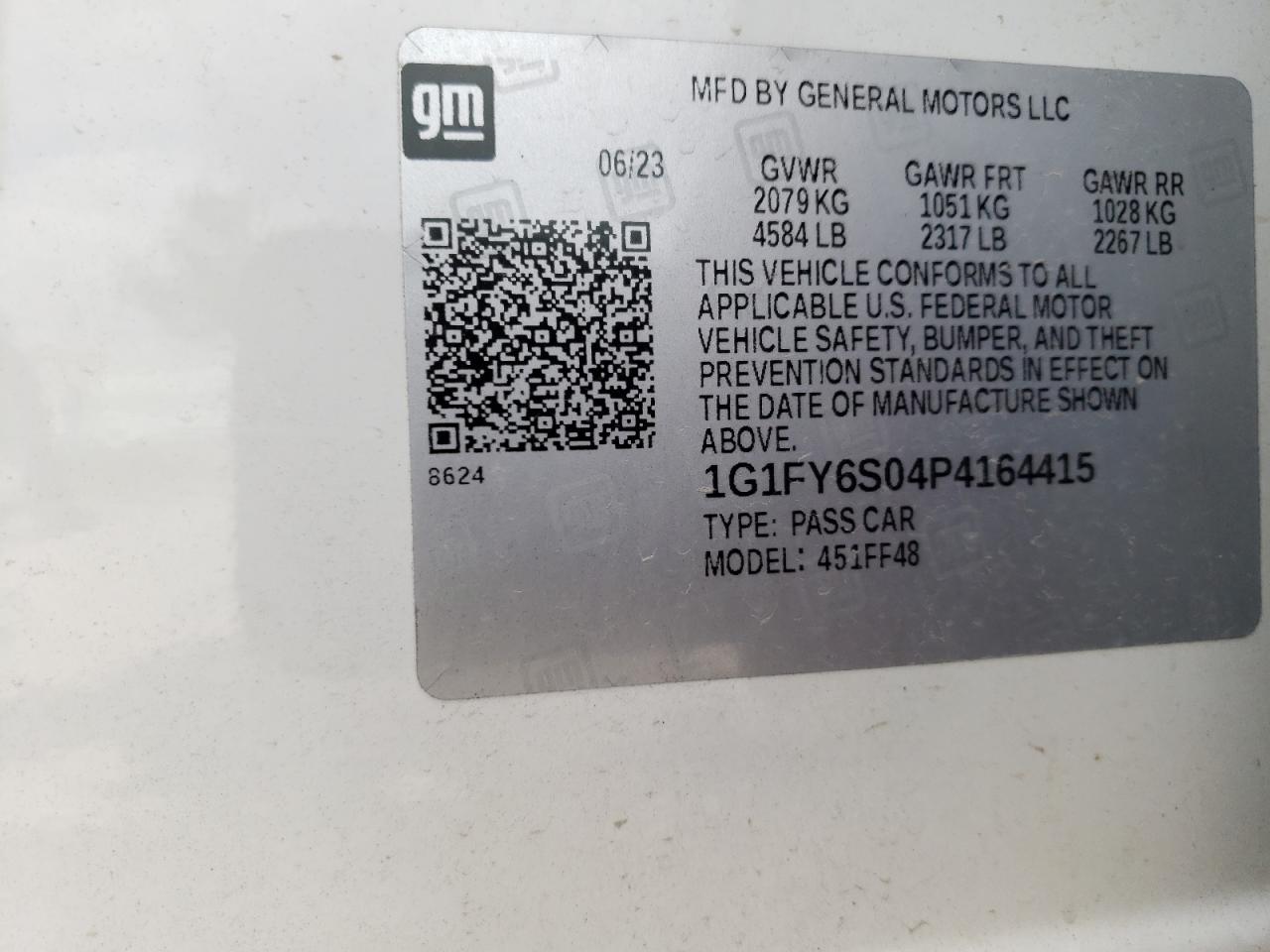 2023 CHEVROLET BOLT EUV LT VIN:WP0AA2A8XNS255297