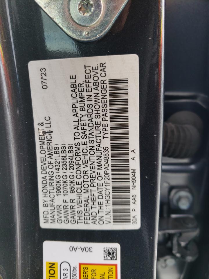 2023 HONDA ACCORD LX VIN:1HGCY1F20PA048835