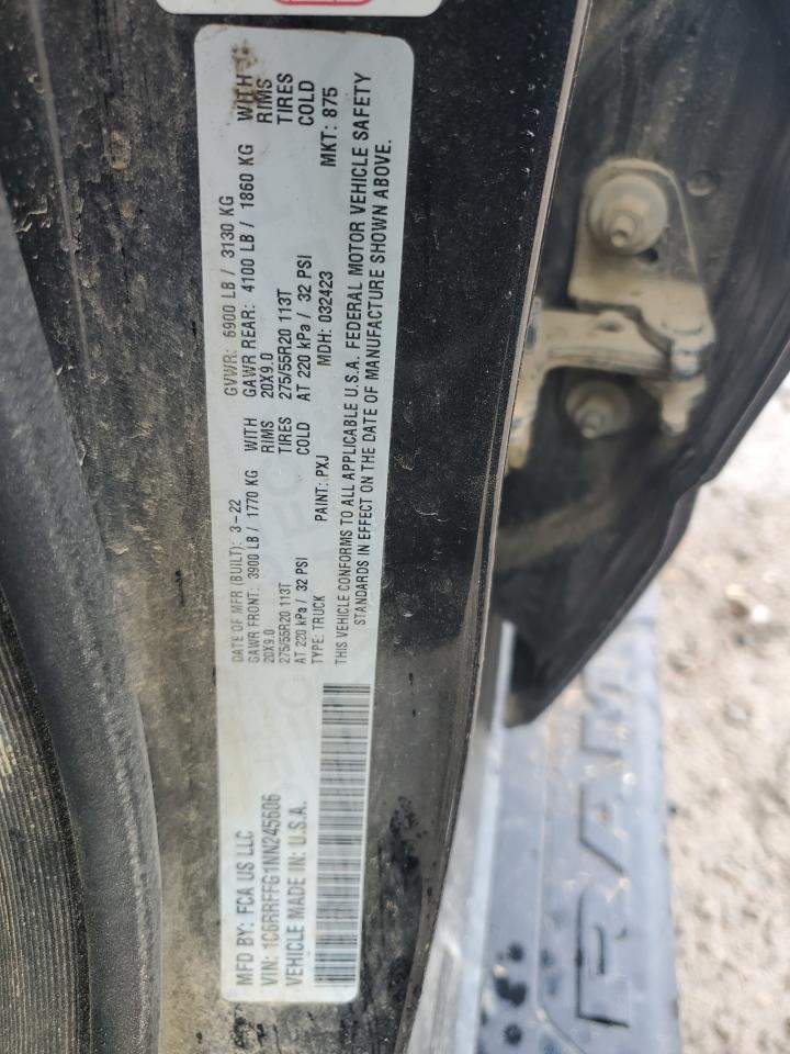2022 RAM 1500 BIG HORN/LONE STAR VIN:1C6RRFFG1NN245606