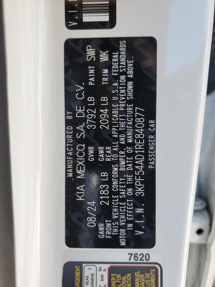 2024 KIA FORTE GT LINE VIN:3KPF54AD1RE840877